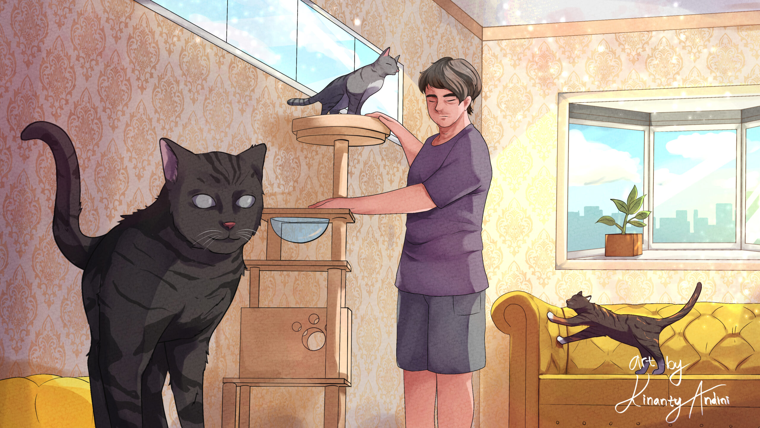 Blind person and blind cats